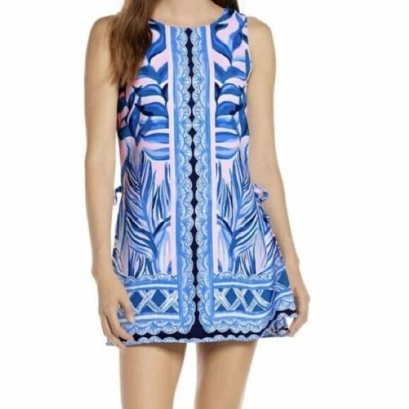 The Lilly Pulitzer Donna Romper Palm Print Pink Tropics Tint Heat Wave Size 00 - Picture 1 of 10